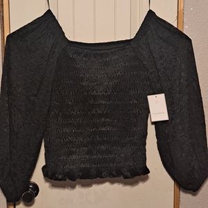 NWT Calligraphie Black lace Blouse